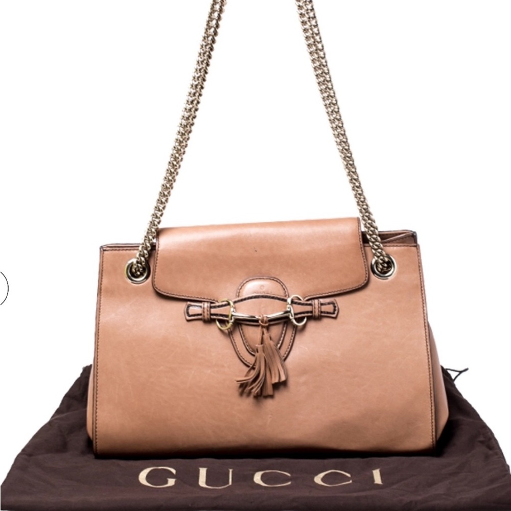 Gucci Brown Smooth Calfskin Leather Emily Chain Shoulder Bag